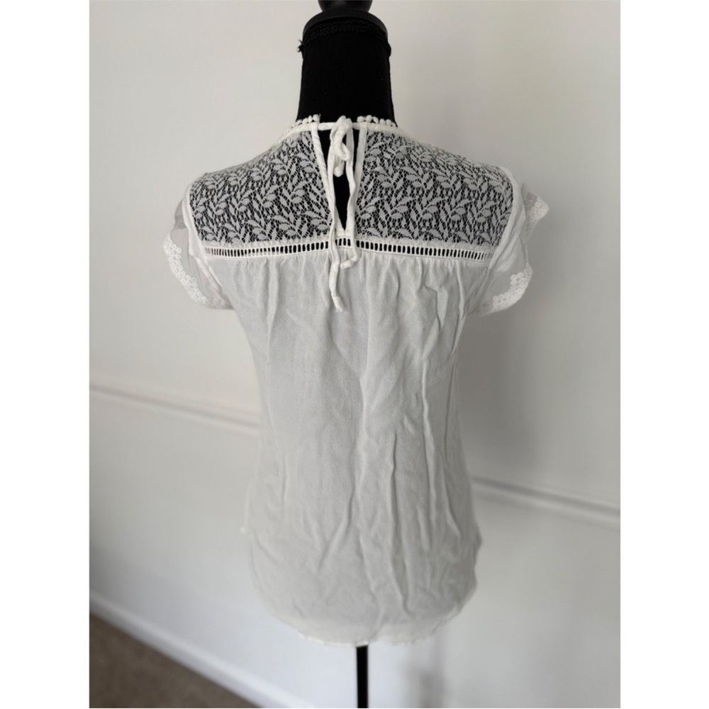 Daniel Rainn white lace trim cap sleeve blouse | NWOT | S - Picture 6 of 9